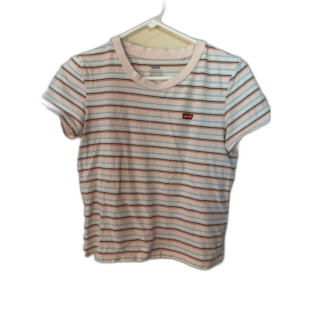 Levi's Sherbert Striped Babydoll Tee Shirt Women's Sz XS